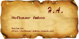 Hofbauer Ambos névjegykártya